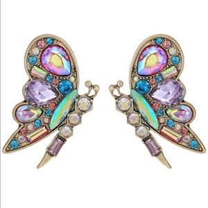 Betsey Johnson Multi-Stone Butterfly Earrings